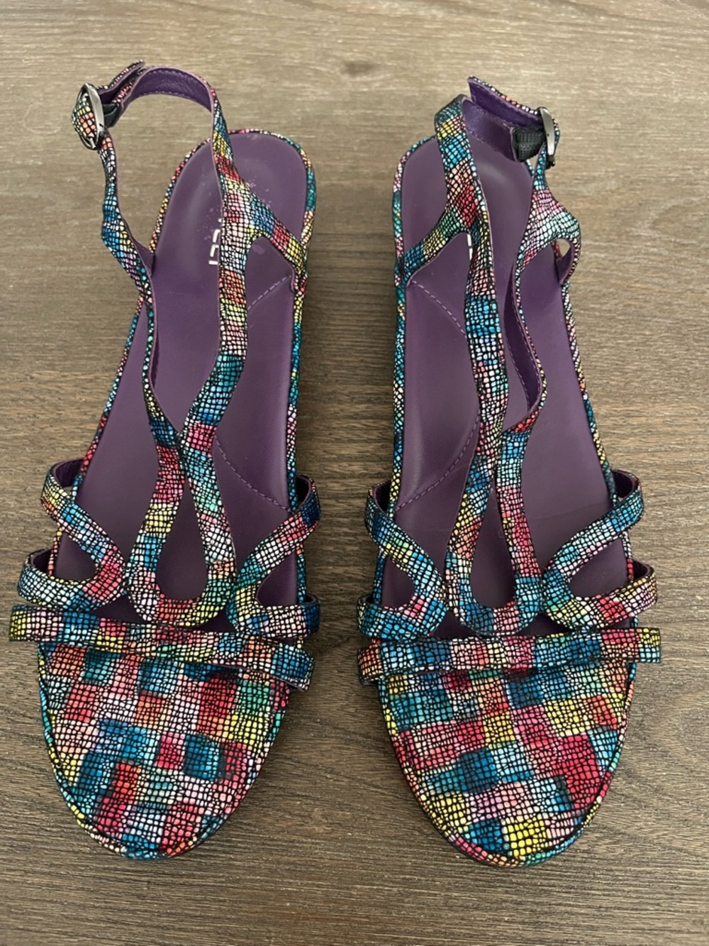 Vaneli Multicolor Mosaic Strappy Sandals 9.5 N
